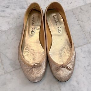 London Sole gold ballerina flats